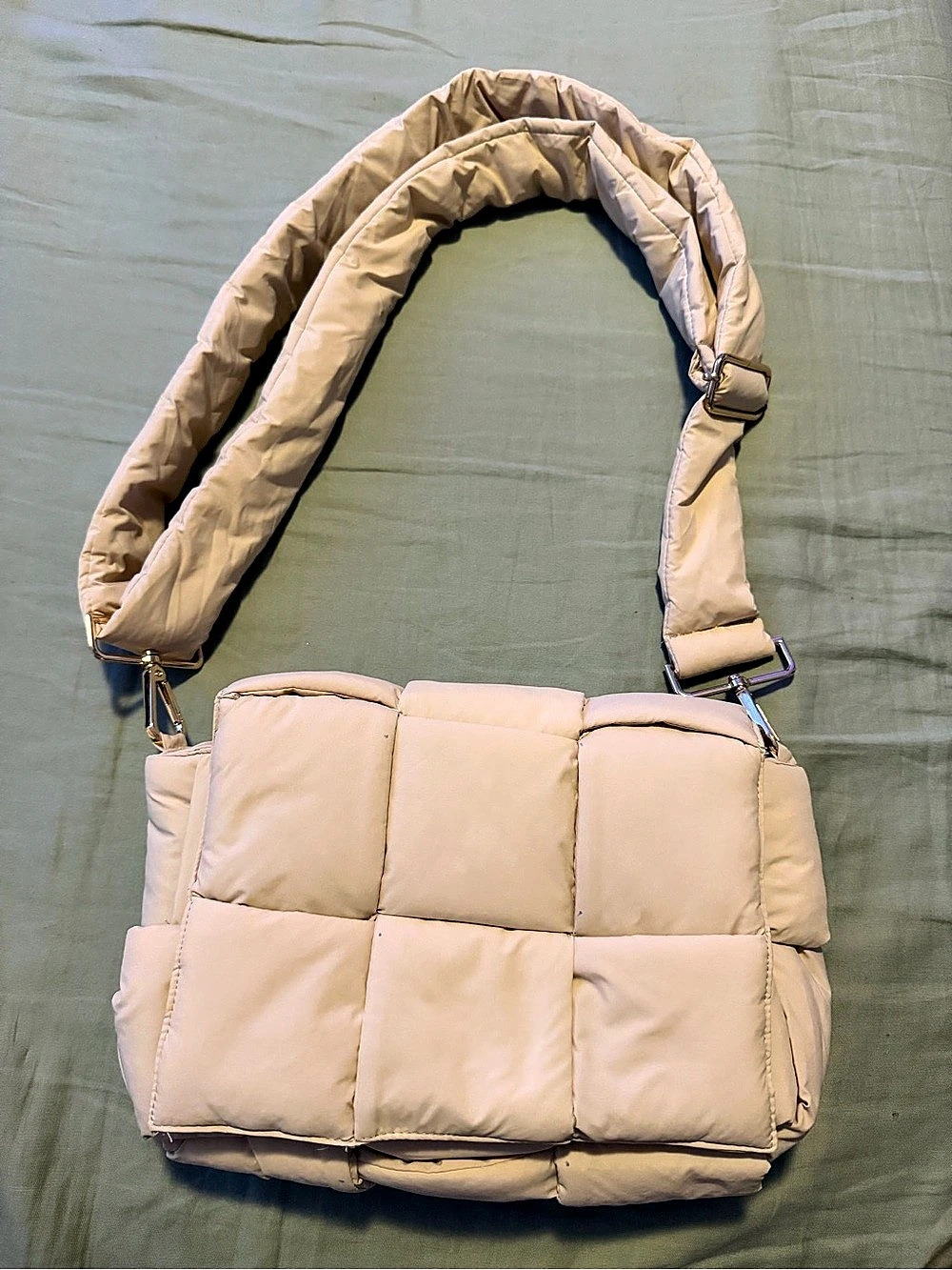 Beige Puffer Shoulder Bag